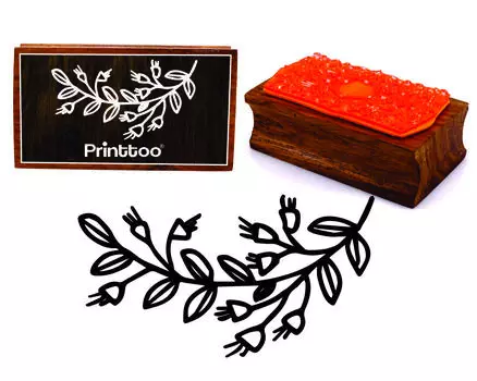 Printtoo Цветочная ветвь Дизайн Прямоугольный деревянный резиновый блок 2.5 x 0.634 Inches коричневый
