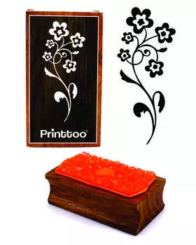 Printtoo Цветочные лозы Дизайн Прямоугольный деревянный блок резиновых штампов 2.5 x 0.634 Inches коричневый