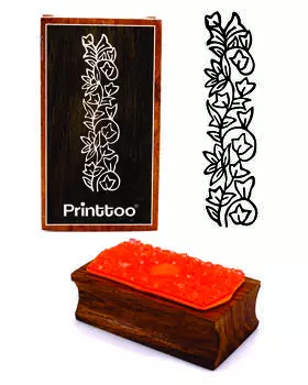 Printtoo Цветочные лозы Граница Дизайн Прямоугольный деревянный резиновый блок штампов 2.5 x 0.634 Inches коричневый