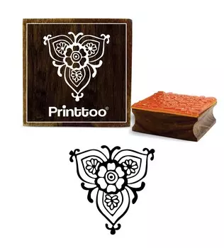 Printtoo Цветочный дизайн Квадратный деревянный резиновый штамп Дневник Карточка Ремесло Коричневый блок-2 x 2 2 x 2 Inches коричневый