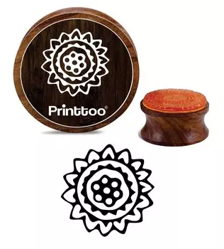 Printtoo Цветочный дизайн мандалы Деревянная резиновая печать Круглая карточка дневника Блок-2 2 Inch Diameter коричневый