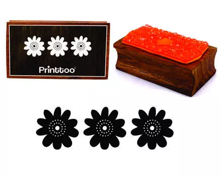 Printtoo Цветочный дизайн Прямоугольная деревянная резиновая печать Блок Scrap-Booking 2.5 x 0.634 Inches коричневый