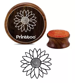 Printtoo Цветочный дизайн Ремесло Текстильная карточка Печать Круглая деревянная резиновая печать Блок-2 2 Inch Diameter коричневый