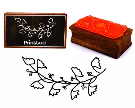 Printtoo Цветочный дизайн виноградной лозы Прямоугольный деревянный блок резиновых штампов 2.5 x 0.634 Inches коричневый