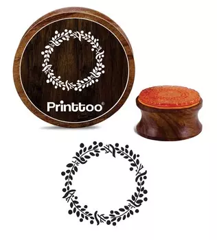 Printtoo Цветочный венок Круглый Крафт Деревянный Резиновый Штамп Scrap-booking Stamps-2 2 Inch Diameter коричневый