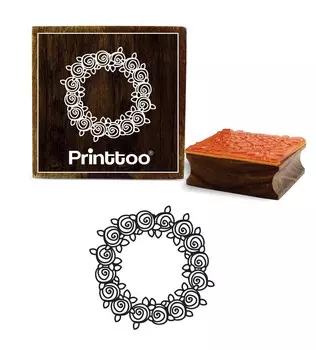 Printtoo Цветочный венок Квадратный деревянный резиновый штамп Изготовление карточек Scrap-booking-2 x 2 2 x 2 Inches коричневый