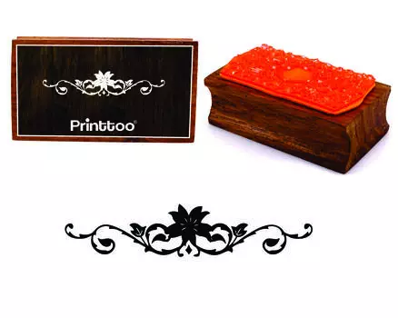 Printtoo Цветочный вихревой дизайн границы Прямоугольный деревянный резиновый блок 2.5 x 0.634 Inches коричневый