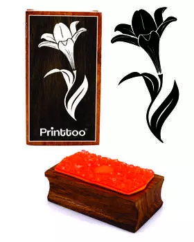 Printtoo Daffodil Flower Design Прямоугольный деревянный блок резиновых штампов 2.5 x 0.634 Inches коричневый