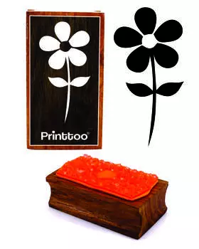 Printtoo Daisy Flower Design Прямоугольный деревянный блок резиновых штампов 2.5 x 0.634 Inches коричневый