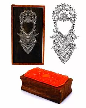 Printtoo Damask Heart Frame Прямоугольный деревянный блок резиновых штампов 2.5 x 0.634 Inches коричневый