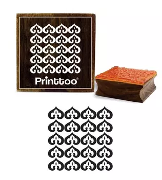 Printtoo Damask Pattern Brown Wooden Square Rubber Stamp Ремесленные текстильные штампы-2 x 2 2 x 2 Inches коричневый