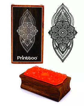 Printtoo Damask Pattern Прямоугольный деревянный резиновый штамп Блок Scrap-Booking 2.5 x 0.634 Inches коричневый