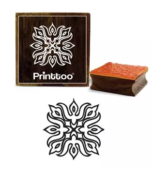 Printtoo Damask Pattern Square Brown Wooden Rubber DIY Stamp Scrap-booking-2 x 2 2 x 2 Inches коричневый