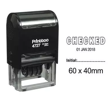 Printtoo Dater Stamp Self Inking с проверенным начальным текстом Office Канцелярские товары Date Rubber 60 mm x 40 mm.(Approx) чёрный