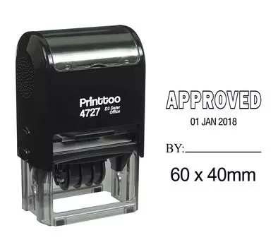 Printtoo Dater Stamp Self Inking With Approved By Text Office Канцелярские товары Date Rubber 60 mm x 40 mm.(Approx) чёрный