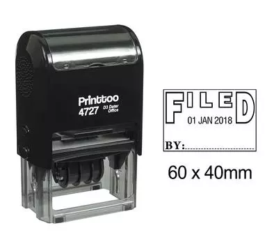 Printtoo Dater Stamp Self Inking With File By Text Date Rubber Stamp Office 60 mm x 40 mm.(Approx) чёрный