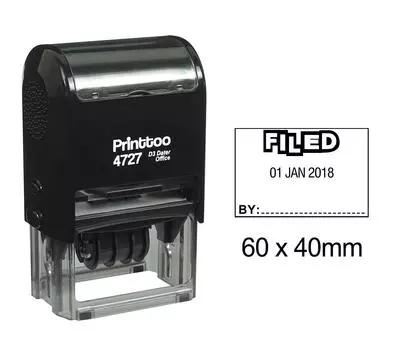 Printtoo Dater Stamp Self Inking With Filed By Text Office Канцелярские товары Date Rubber 60 mm x 40 mm.(Approx) чёрный