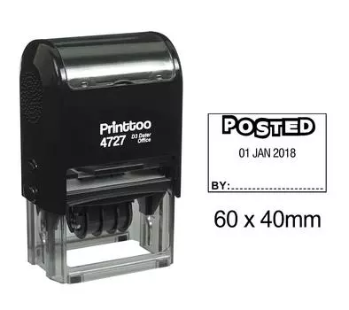 Printtoo Dater Stamp Self Inking With Posted By Text Office Канцелярские товары Date Rubber 60 mm x 40 mm.(Approx) чёрный