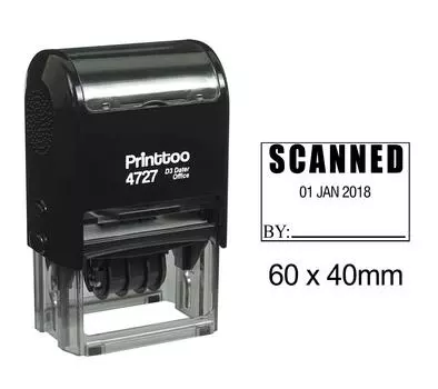 Printtoo Dater Stamp Self Inking With Scaned By Text Date Rubber Stamp Office 60 mm x 40 mm.(Approx) чёрный