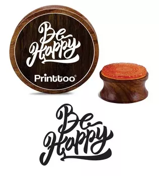 Printtoo Деревянная резиновая круглая марка Be Happy Craft Textile Stamps Christmas Secret Santa Gift-2 2 Inch коричневый