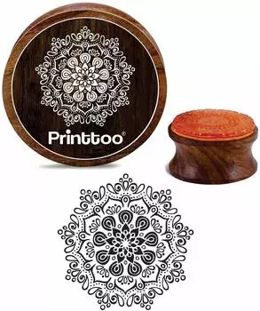 Printtoo Деревянная резиновая печать Mandala Scrap-booking Craft Textile Round Stamp-2 2 Inch коричневый