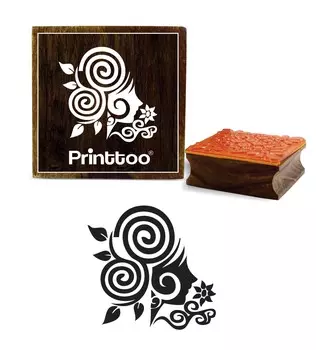 Printtoo Деревянное женское лицо с цветочным узором Квадратный резиновый ремесленный текстильный штамп-2 x 2 2 x 2 Inches коричневый