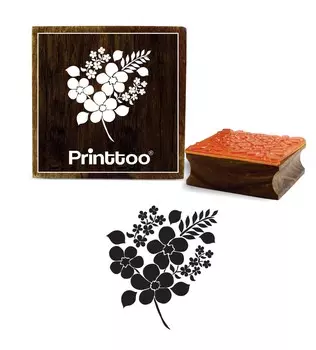 Printtoo Деревянный цветочный узор Резиновый штамп Квадратный Scrap-booking Craft Textile-2 x 2 2 x 2 Inches коричневый