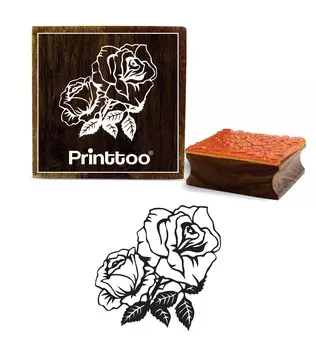 Printtoo Деревянный квадратный резиновый штамп Скрап-букинг Роза с цветочным узором Craft Textile-2 x 2 2 x 2 Inches коричневый