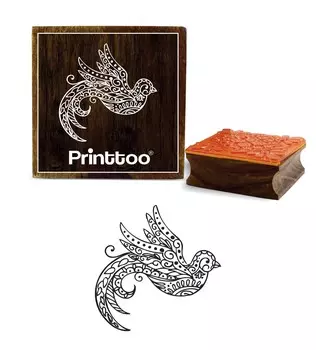 Printtoo Деревянный резиновый штамп с рисунком птицы Скрап-букинг Ремесленные текстильные квадратные штампы-2 x 2 2 x 2 Inches коричневый