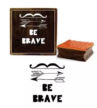 Printtoo Diary Card Bow Arrow & Be Brave Word Design Square Wooden Rubber Stamp-2 x 2 2 x 2 Inches коричневый