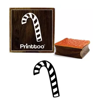 Printtoo Diary Card Candy Cane Design Square Wooden Rubber Stamp Print Block-2 x 2 2 x 2 Inches коричневый