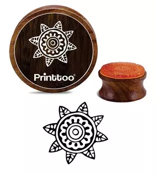 Printtoo Diary Card Craft Print Цветочный дизайн листьев Круглый деревянный резиновый штамп-2 2 Inch Diameter коричневый