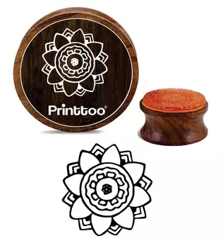Printtoo Diary Card Цветочный дизайн мандалы Круглый деревянный резиновый штамп Craft Block-2 2 Inch Diameter коричневый