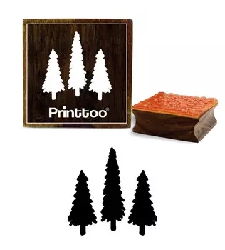 Printtoo Diary Card Дизайн рождественской елки Деревянный резиновый штамп Блок-бронирования-2 x 2 2 x 2 Inches коричневый