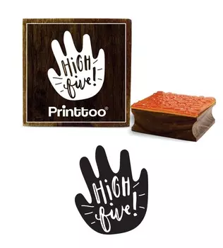 Printtoo Diary Card High Five Text Design Square Wooden Rubber Stamp Scrap-booking-2 x 2 2 x 2 Inches коричневый
