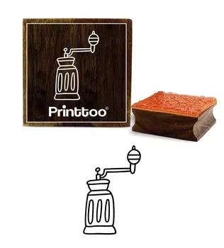 Printtoo Diary Card Кофемолка Дизайн Деревянный резиновый штамп Scrap-Booking Block-2 x 2 2 x 2 Inches коричневый