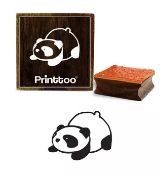 Printtoo Diary Card Laying Panda Design Square Wooden Rubber Stamp Scrap - бронирование -2 x 2 2 x 2 Inches коричневый