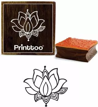Printtoo Diary Card Lotus Flower Design Square Brown Wooden Rubber Stamp Block-2 x 2 2 x 2 Inches коричневый