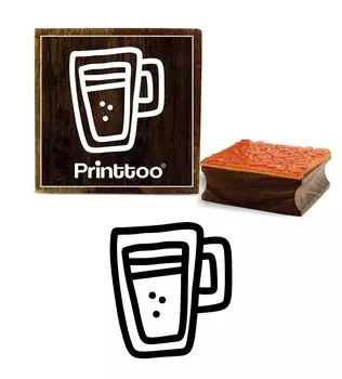 Printtoo Diary Card Print Cup Кружка Дизайн Квадратный деревянный резиновый штамп Коричневый блок-2 x 2 2 x 2 Inches коричневый
