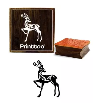 Printtoo Diary Card Print Deer Design Square Brown Wooden Rubber Stamp Block-2 x 2 2 x 2 Inches коричневый