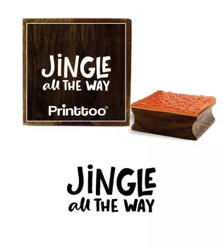 Printtoo Diary Card Print Jingle All The Way Text Design Square Wooden Rubber Stamp-2 x 2 2 x 2 Inches коричневый