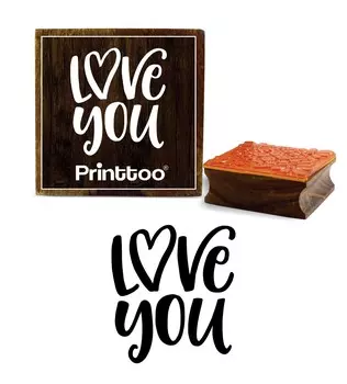 Printtoo Diary Card Print Love You Word Design Коричневый деревянный резиновый штамп Block-2 x 2 2 x 2 Inches коричневый