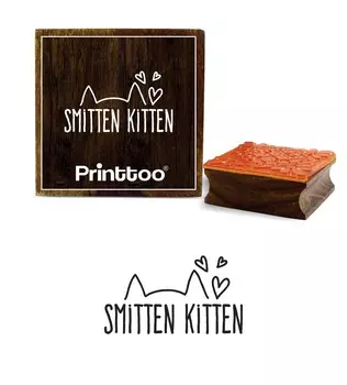 Printtoo Diary Card Print Smitten Kitten Word Design Wooden Rubber Stamp Block-2 x 2 2 x 2 Inches коричневый