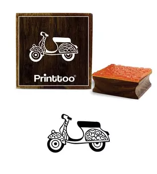 Printtoo Diary Card Scooter Design Square Wooden Rubber Stamp Craft Print Block-2 x 2 2 x 2 Inches коричневый