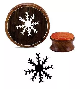 Printtoo Diary Card Snow Flower Design Round Wooden Rubber Stamp Scarp-Booking-2 2 Inch Diameter коричневый