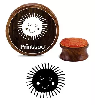 Printtoo Diary Card Sun Shine Design Round Wooden Rubber Stamp Scrap- booking-2 2 Inch Diameter коричневый