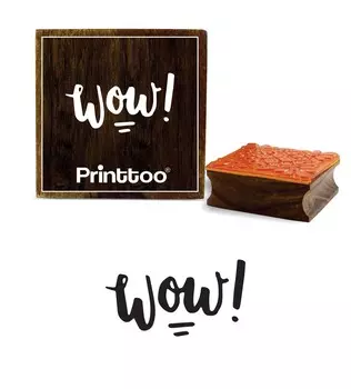 Printtoo Diary Card Wow Text Design Square Wooden Rubber Stamp Scrap-booking-2 x 2 2 x 2 Inches коричневый