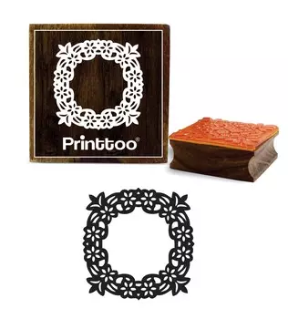 Printtoo Diary Cards Штамп Квадратный цветочный венок Деревянные резиновые штампы Scrap-booking-2 x 2 2 x 2 Inches коричневый