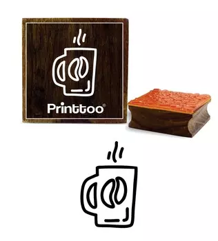 Printtoo Дневник Карточка Кофейная кружка Шаблон Квадратный деревянный резиновый штамп Scrap-Booking-2 x 2 2 x 2 Inches коричневый