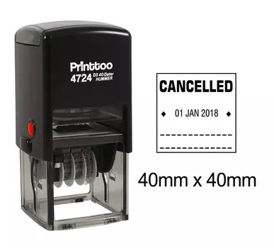 Printtoo Document Dater Stamp Self Inking Office Канцелярские товары с отмененной текстовой датой резины 40 mm x 40 mm.(Approx) чёрный